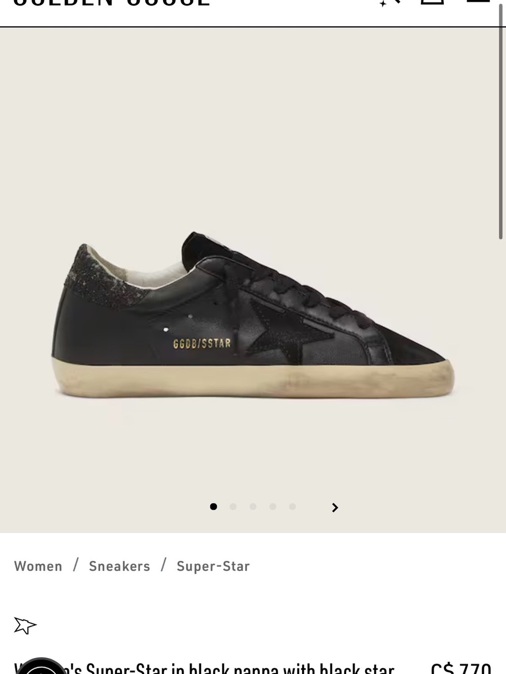 Golden Goose Women's Black Leather Super-Star Sneakers with Glitter Heel - Picture 3 of 9